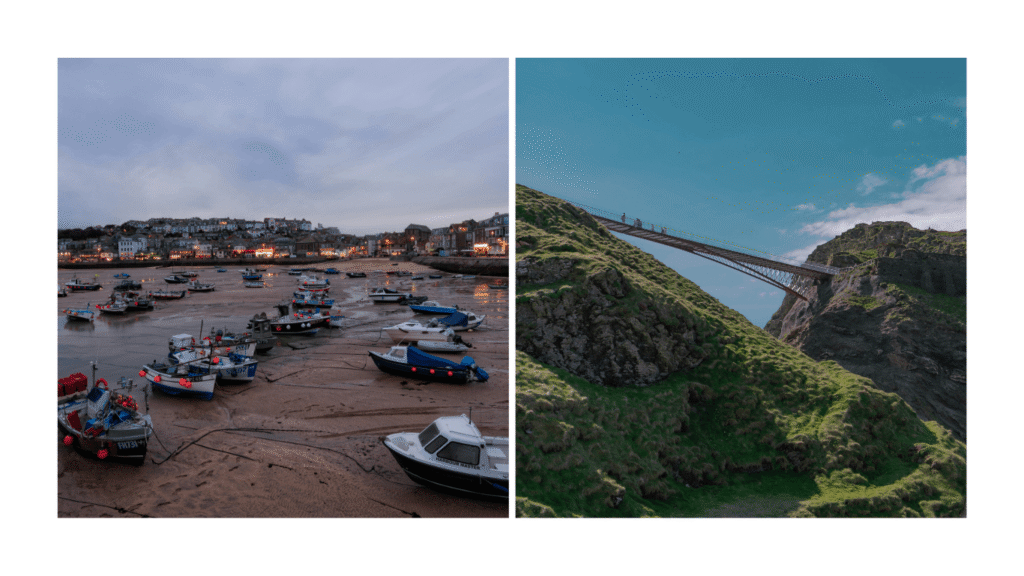Ruïnes van Tintagel Castle 
Haven van St. Ives aan de kust van Zuid-Engeland 