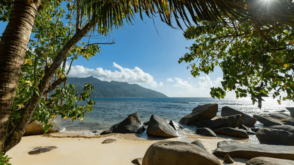 Kenmerkende granieten rotsformaties op het strand van de Seychellen – exotische bestemmingen


