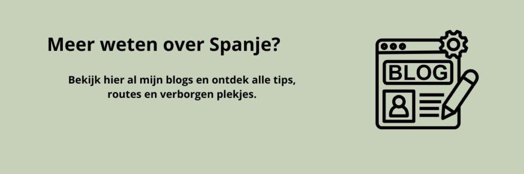 Informatieve banner met de tekst 'Meer weten over Spanje?' en een uitnodiging om alle blogs te bekijken, inclusief een kranten-icoon.