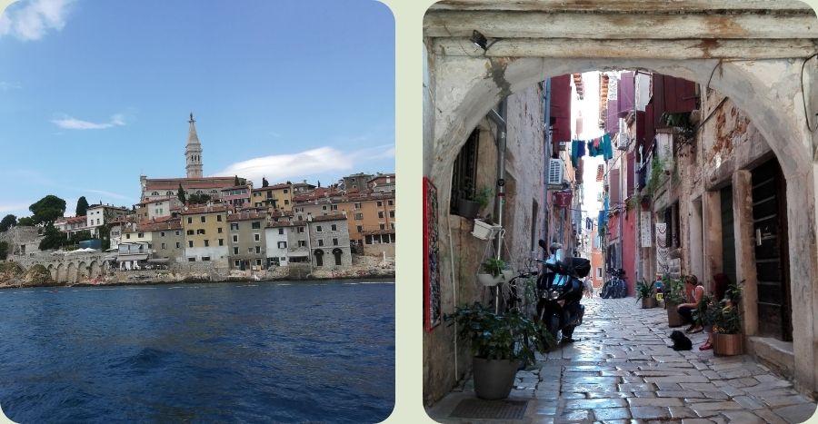 Sfeervol uitzicht en historische steegjes van de bezienswaardigheid Rovinj, Istrië