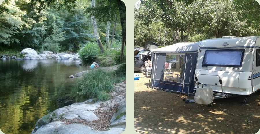 Bezienswaardigheden Ardèche: kamperen met de caravan aan een idyllische rivier in de natuur